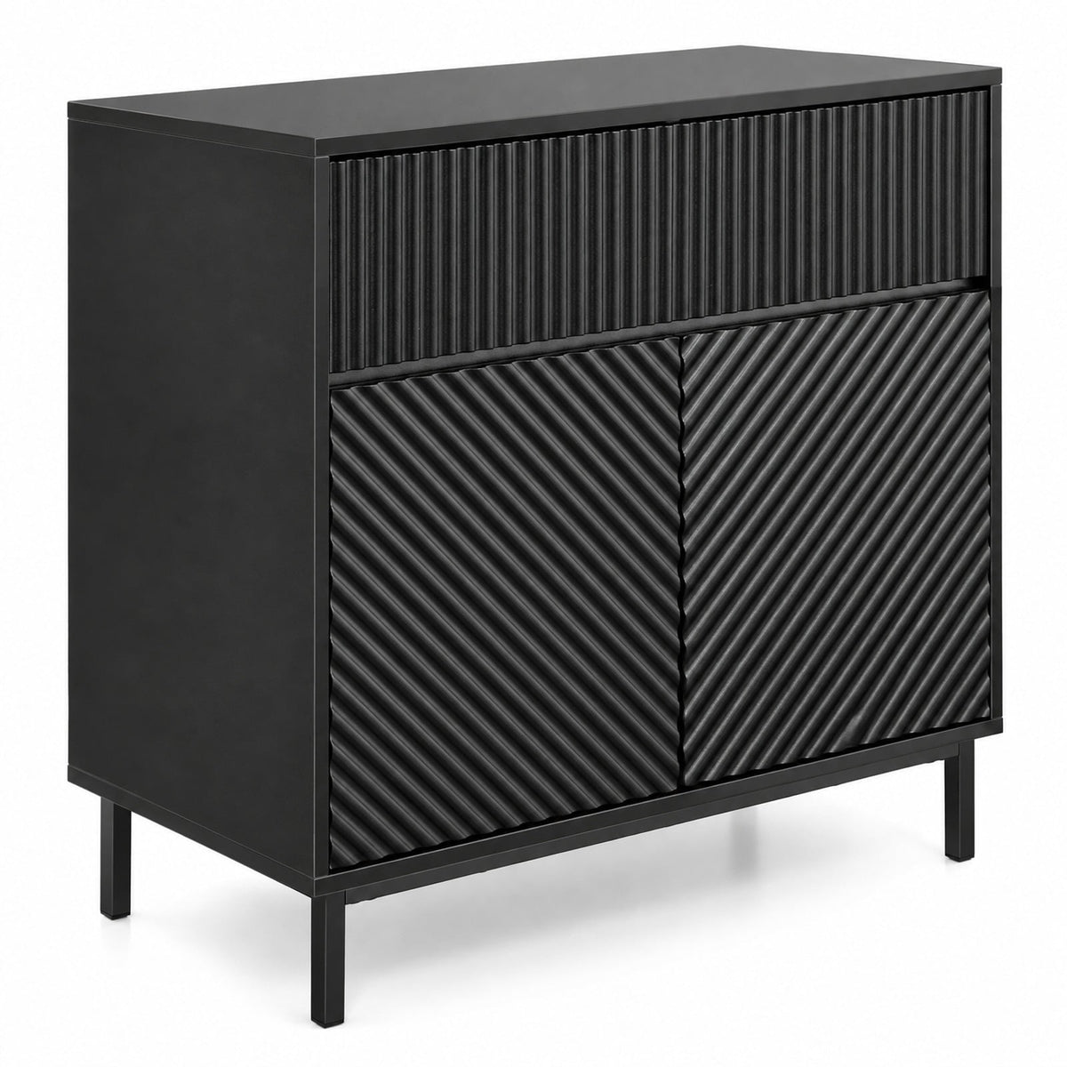 Airfind 32 Wide Buffet Cabinet with 2 Doors and 1 Drawer for Kitchen, 135 lbs Capacity, MDF Engineered Wood Metal Frame, Black