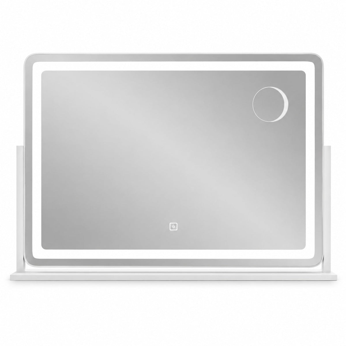 Airfind 32 x 22 Inch Large Makeup Vanity Mirror with 3-Color Lighting Mode, Copper-free Silver Mirror Aluminum Metal MDF Frame, White
