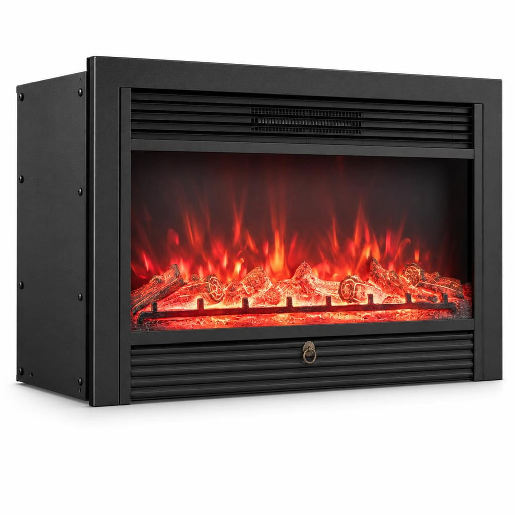 Airfind 33/36-Inch Electric Fireplace Insert 750W/1500W Recessed Fireplace Heater-1500W, Metal Tempered Glass Frame, Black