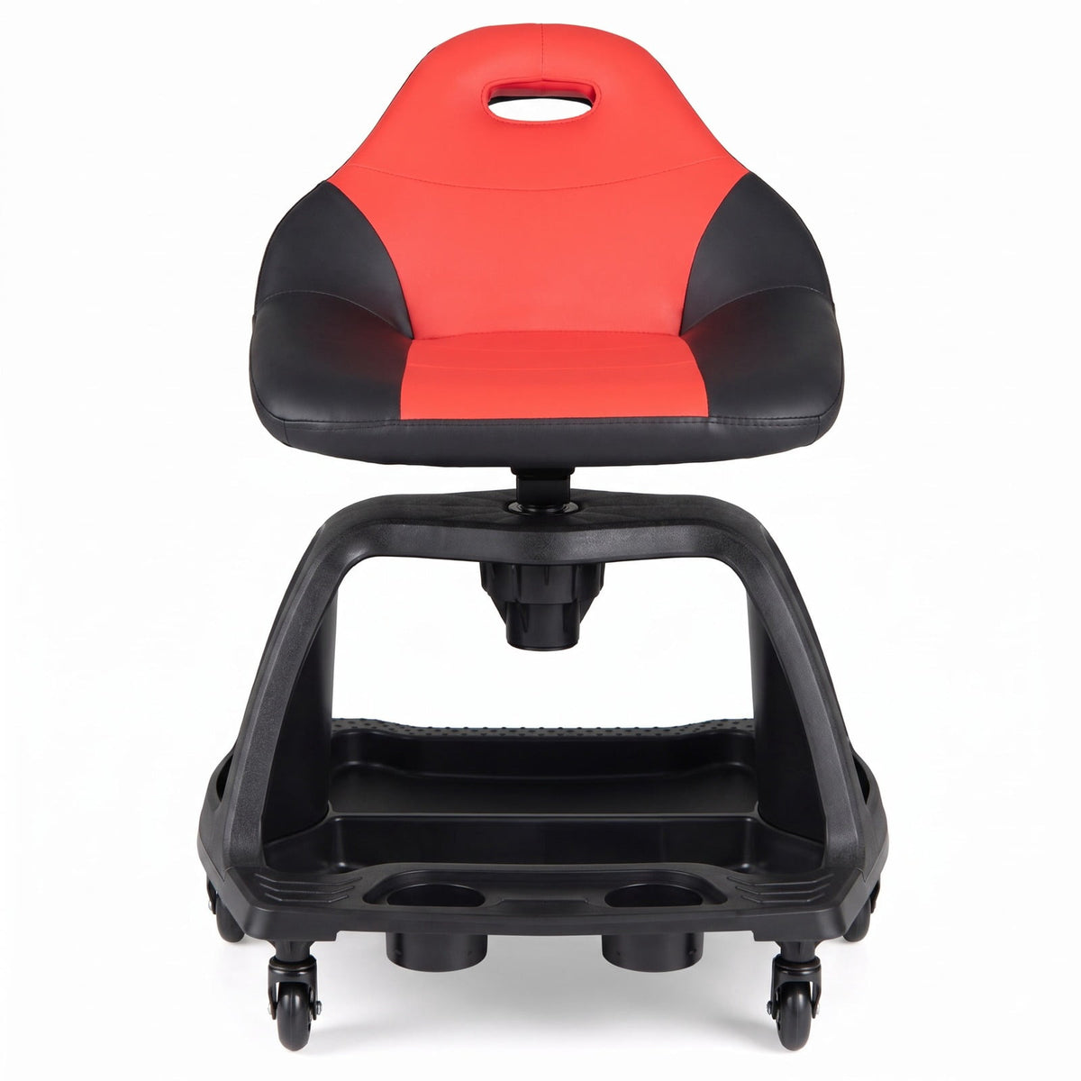 Airfind 330 LBS Capacity Garage Mechanic Stool Seat with Backrest 6 Universal Wheels and Tool Tray Storage, 330 lbs Capacity, Red