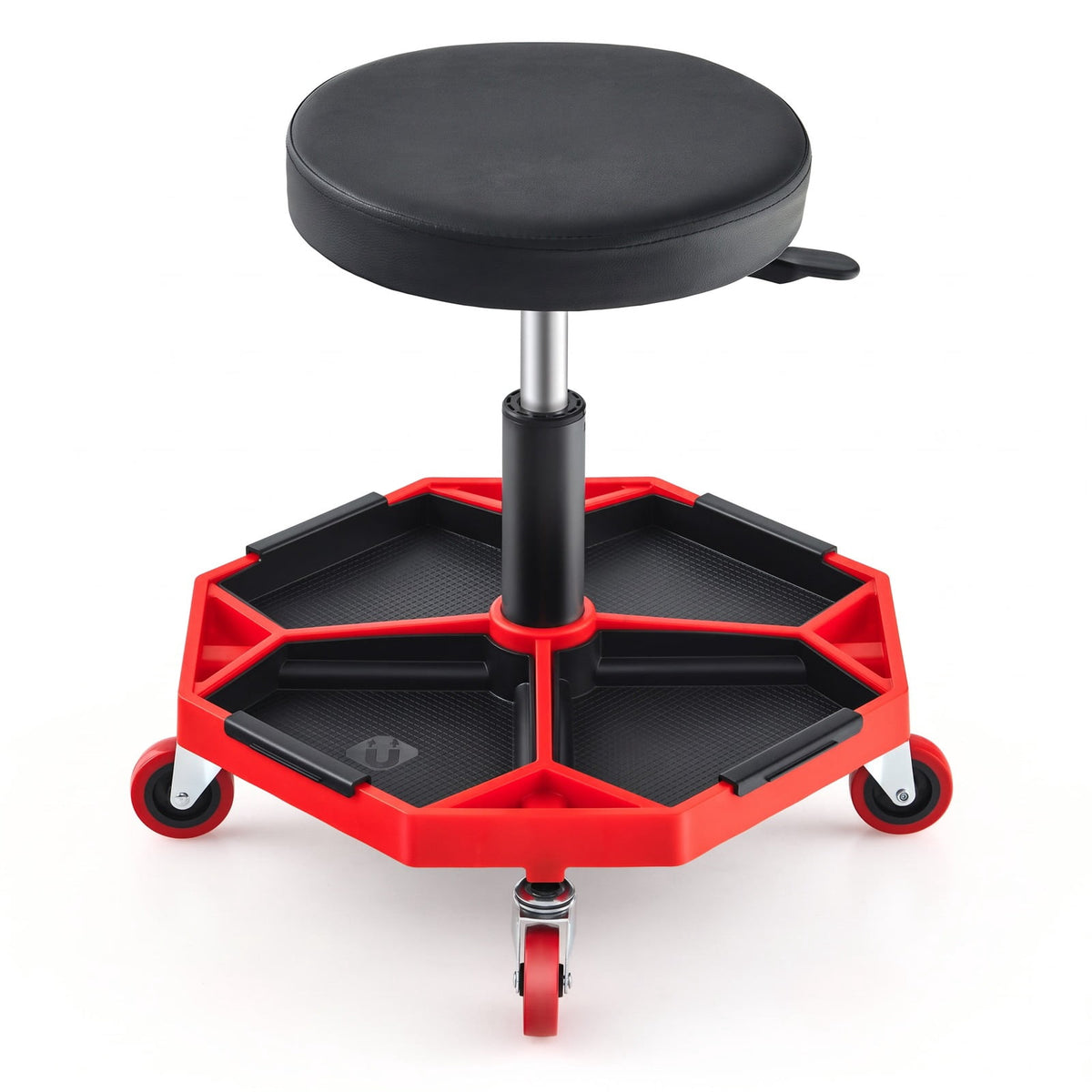 Airfind 330 LBS Capacity Pneumatic Rolling Mechanic Stool with Padded Seat, 20 x 20 x 16 inch Footprint, Red