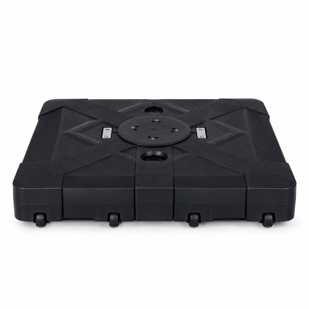 Airfind 34 Inch x 34 Inch Cantilever Patio Umbrella Base with 4 Wheels, HDPE Metal Frame, 34 Inch x 34 Inch x 8 Inch Crossed Base Footprint, Black