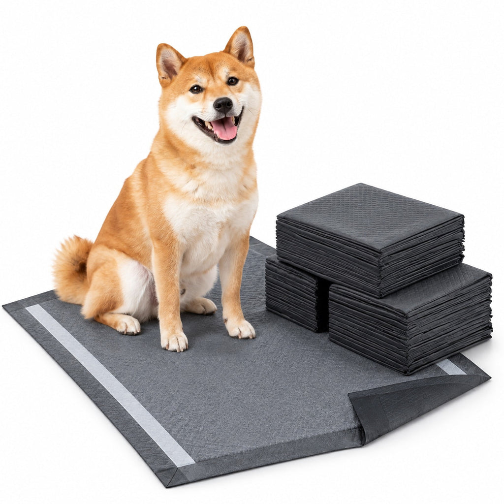 Airfind 35.5 x 24 Charcoal Dog Pee Pads 6-Layer for Dogs, Non-woven Fabric Fluffy Pulp PE Film Absorbent Tissue Pee Frame, Black