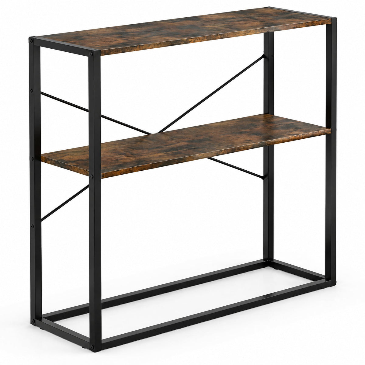 Airfind 36 Console Table 2-Tier Entryway Table with Wooden Open Shelves and Metal Frame, 66 lbs Capacity, Engineered Wood Metal Frame, Brown