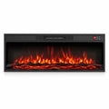 Airfind 36 Inch Recessed Electric Fireplace Heater with Adjustable Flame Colors and Brightness, Metal Tempered Glass 36 inch Frame, Black