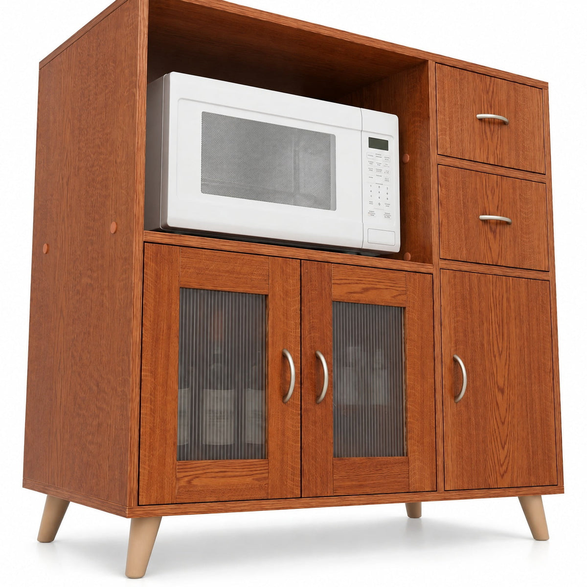 Airfind 36 Inch Sideboard Buffet Cabinet with Open Compartment, 125 lbs Capacity, Engineered Wood PC Frame, 36in × 16in × 35.5in Footprint, Brown