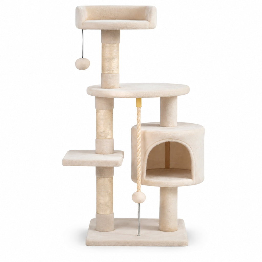Airfind 36 Inch Tall Kitten Tower with Condo and Plush Perch, 22 Lbs Capacity, Engineered Wood Sponge Plush Fabric Sisal Base, Beige