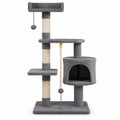 Airfind 36 Inch Tall Kitten Tower with Condo and Plush Perch, 22 lbs Capacity, Engineered Wood Sponge Plush Fabric Sisal Base Frame, Light Gray
