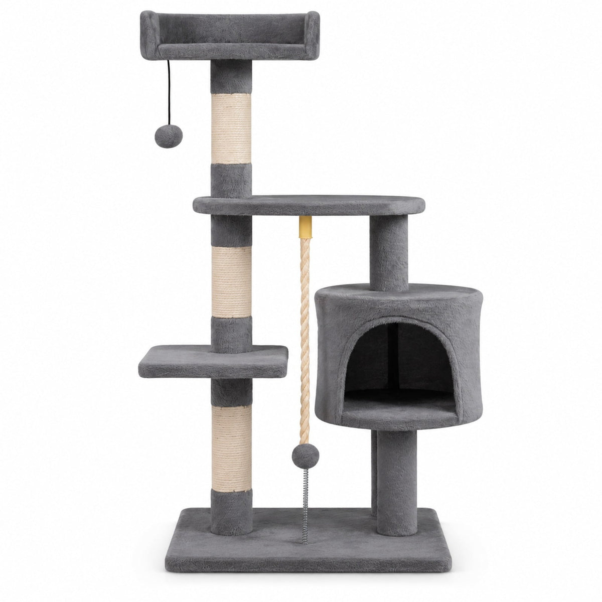 Airfind 36 Inch Tall Kitten Tower with Condo and Plush Perch, 22 lbs Capacity, Engineered Wood Sponge Plush Fabric Sisal Base Frame, Light Gray
