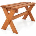 Airfind 36 Outdoor Solid Wood Bench Set of 1 Backless Patio Dining Bench with Teak Oil Finish, 660 lbs Capacity, Hardwood Frame, Wood