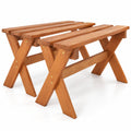 Airfind 36 Outdoor Solid Wood Bench Set of 2 Backless Patio Dining Bench with Teak Oil Finish, 660 lbs Capacity, Hardwood Frame, Wood