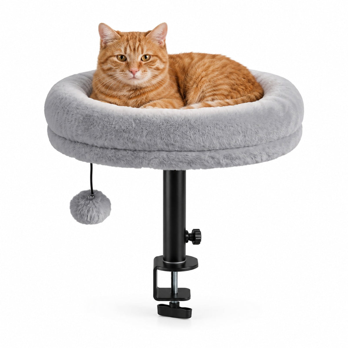 Airfind 360¡ã Rotating Cat Desk Bed for Indoor Cats with Removable Perch, 13.5 Inch X 3.5 InchOverall Height 15.5 InchWeight for Convenient Everyday Use, Gray