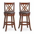 Airfind 360° Swivel Counter Height Chairs with PU Leather Cushioned Seat and Footrests-30 inches, 250 lbs Capacity, Brown