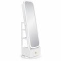 Airfind 360° Swivel Jewelry Cabinet with Full-Length Mirror and Dual Hooks, Engineered Wood Frame, 22 x 22 x 64.5 Footprint, White