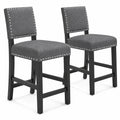 Airfind 38.5/43.5 Inch Set of 2 Counter Height Chairs with Solid Rubber Wood Frame, 330 lbs Capacity, Rubber Wood Linen Fabric Sponge Metal Frame