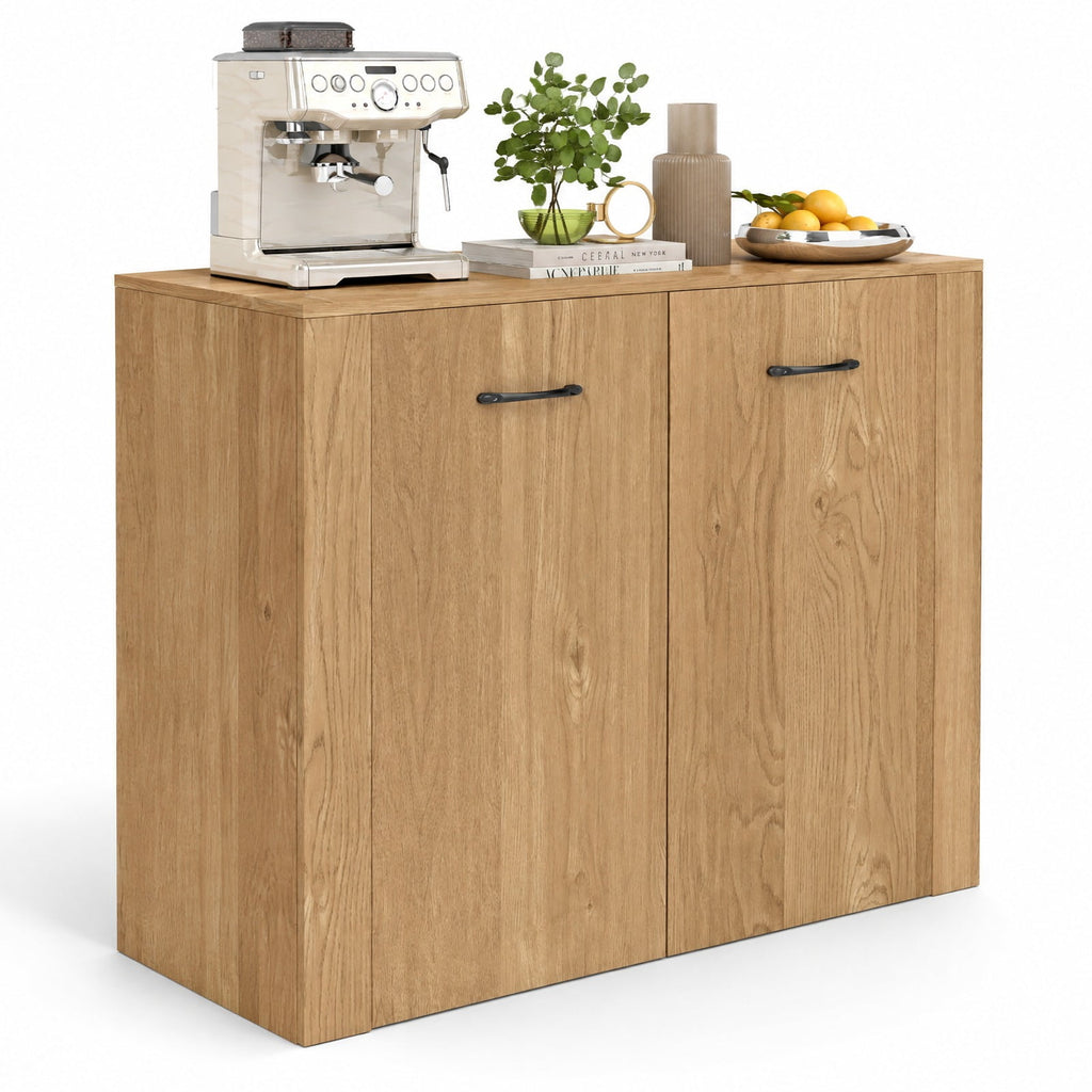 Airfind 38 Inch Buffet Modern Sideboard Cabinet with Storage, 88 lbs Capacity, Engineered Wood Frame, 38 Inch x 15.5 Inch x 32.5 Inch Footprint, Natural