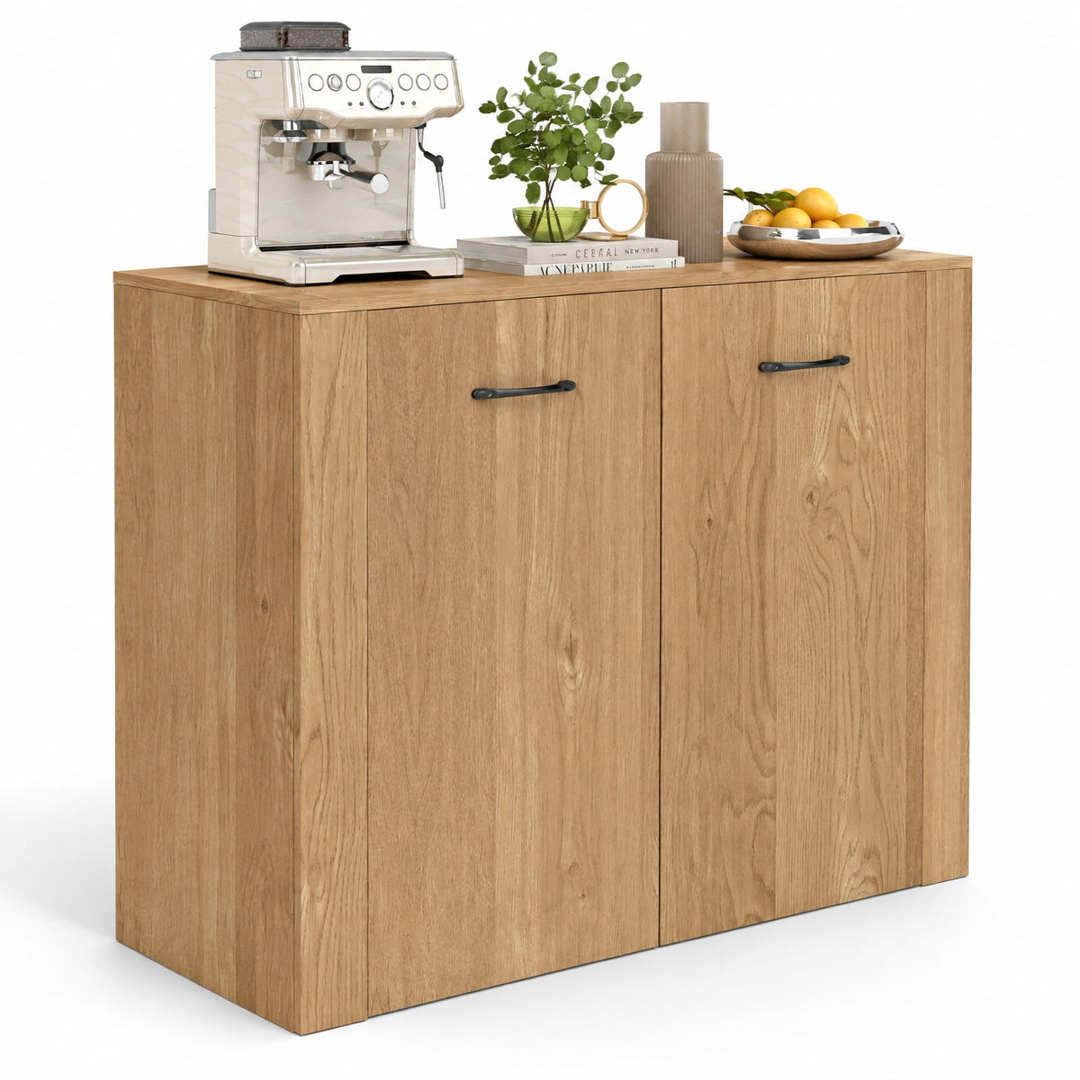 Airfind 38 Inch Buffet Modern Sideboard Cabinet with Storage, 88 lbs Capacity, Engineered Wood Frame, 38 Inch x 15.5 Inch x 32.5 Inch Footprint, Natural