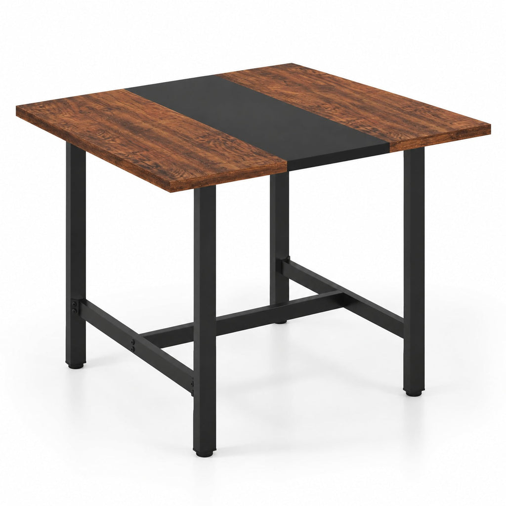 Airfind 39.5 Inches Square Conference Table Meeting Room Table with Thickened Tabletop, 200 lbs Capacity, Engineered Wood Metal Frame, Brown