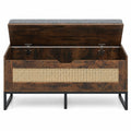 Airfind 39.5in Rattan Storage Chest Wicker Shoe Bench with Padded Seat Flip-Top, 440 lbs Capacity, Engineered Wood PE Rattan Metal Frame, Brown