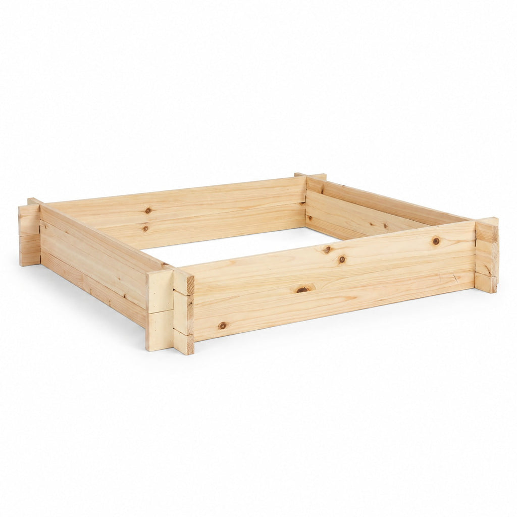 Airfind 39.5 x 39.5 Square Wooden Raised Garden Bed, Fir Wood Frame, 39.5 x 39.5 x 6.5 Footprint, Natural