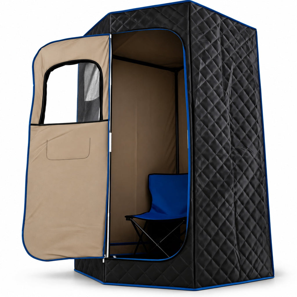 AIRFIND Portable Steam Sauna with 3 L Steamer, 9 Heat Levels, 15-99 Minute Timer, Remote Control, Folding Chair and Floor Mat, Black