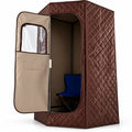 AIRFIND Portable Steam Sauna with 3 L Steamer, 9 Heat Levels, 15-99 Minute Timer, Remote Control, Folding Chair and Floor Mat, Brown