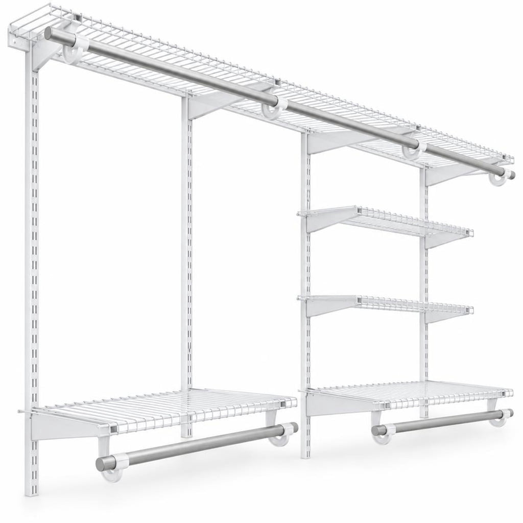Airfind 4, 8 Feet Closet Organizers and Storage System with Hanging Rod for Laundry Bedroom, White, for Everyday Home Use, for Easy Setup
