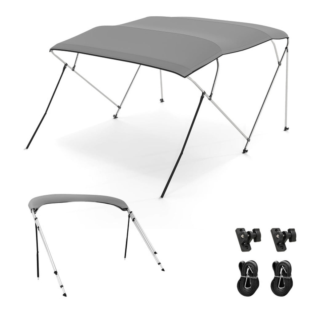 Airfind 4-Bow Pontoon Bimini Sun Shade Top with Storage Boot, Gray