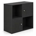 Airfind 4-Cube Bookcase 3-Tier Bookshelf with Dual Anti-Tipping Kits and 2 Cabinets, 110 lbs Capacity, MDF Engineered Wood Frame, Black