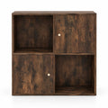 Airfind 4-Cube Bookcase 3-Tier Bookshelf with Dual Anti-Tipping Kits and 2 Cabinets, 110 lbs Capacity, MDF Engineered Wood Frame, Brown