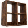 Airfind 4 Cube Bookshelf with Back Guardrail for Living Room Bedroom, 100 lbs Capacity, Engineered Wood Frame, 27.5 x 13 x 27.5 Footprint, Coffee