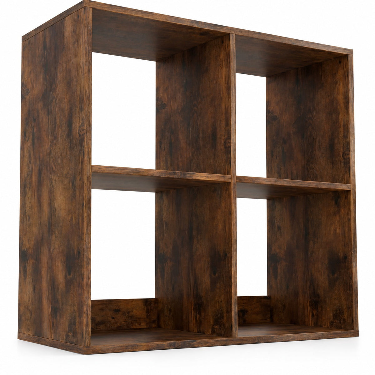 Airfind 4 Cube Bookshelf with Back Guardrail for Living Room Bedroom, 100 lbs Capacity, Engineered Wood Frame, 27.5 x 13 x 27.5 Footprint, Coffee