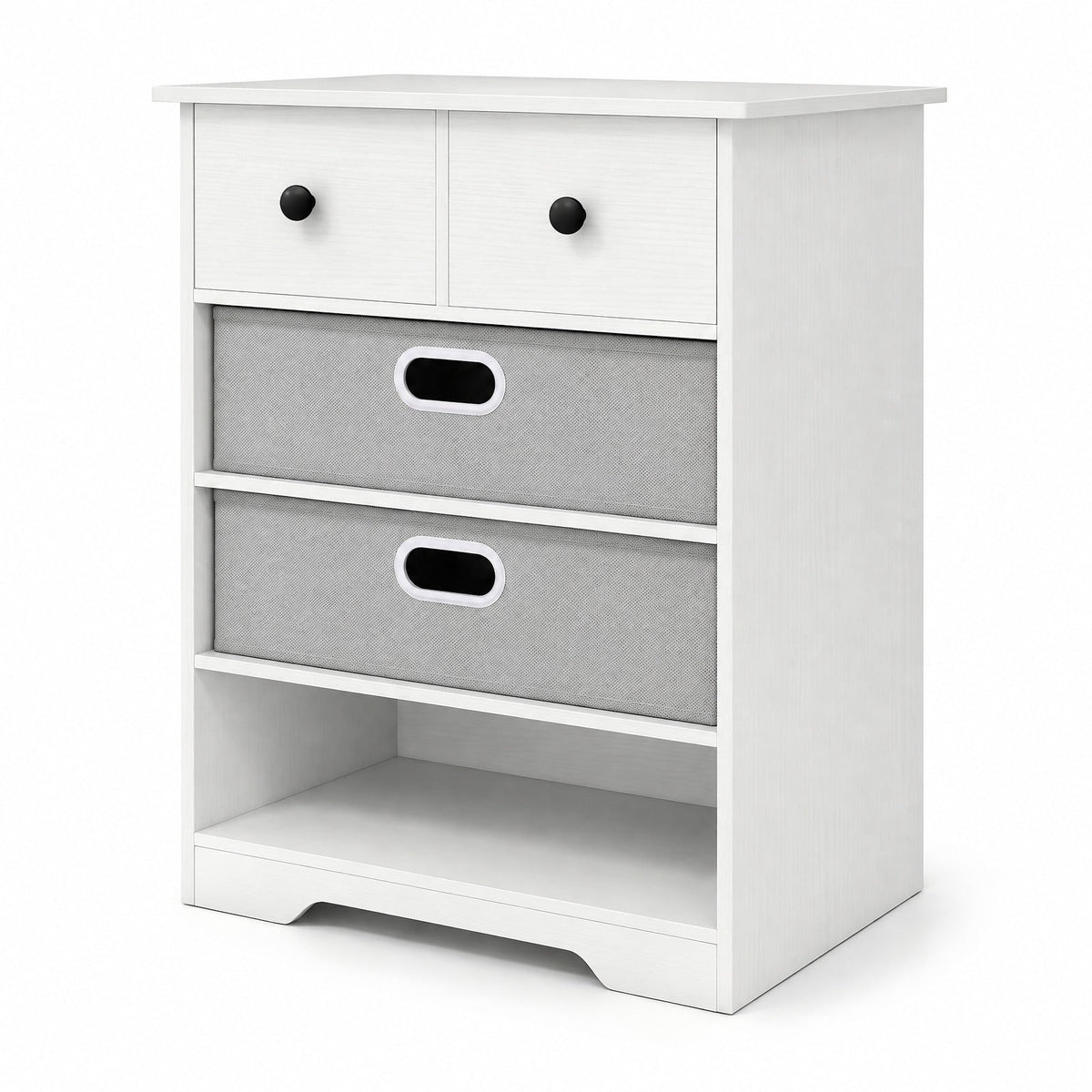 Airfind 4-Drawer Dresser Modern Chest Storage Organizer with Open Shelves, 100 lbs Capacity, Engineered Wood MDF Fabric Frame, White