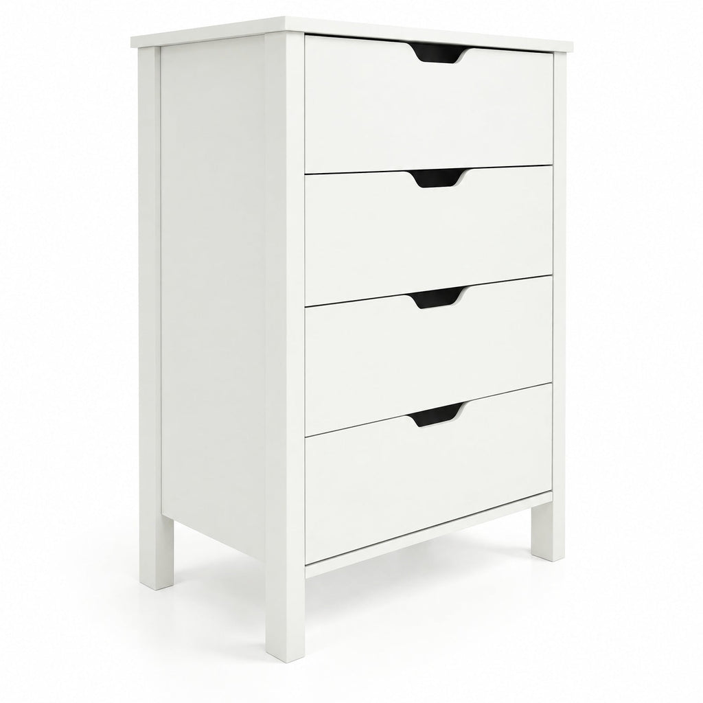 Airfind 4-Drawer Dresser Wooden Nightstand with Anti-Tipping Kits, 44 lbs Capacity, Engineered Wood MDF Frame, 24 x 16 x 37.5 Footprint, White