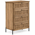 Airfind 4-Drawer Dresser with Interlocking Mechanism and Metal Legs for Bedroom, 155 lbs Capacity, Engineered Wood Metal Frame, Caramel Oak + Black