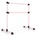 Airfind 4 Feet Double Ballet Barre with Adjustable Height and Anti Skid Pads for Home Dance Studio Stretching and Practice, Pink