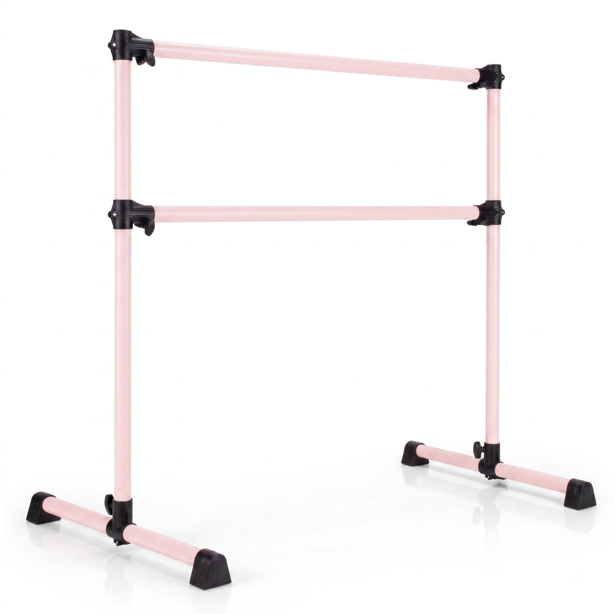 Airfind 4 Feet Double Ballet Barre with Adjustable Height and Anti Skid Pads for Home Dance Studio Stretching and Practice, Pink