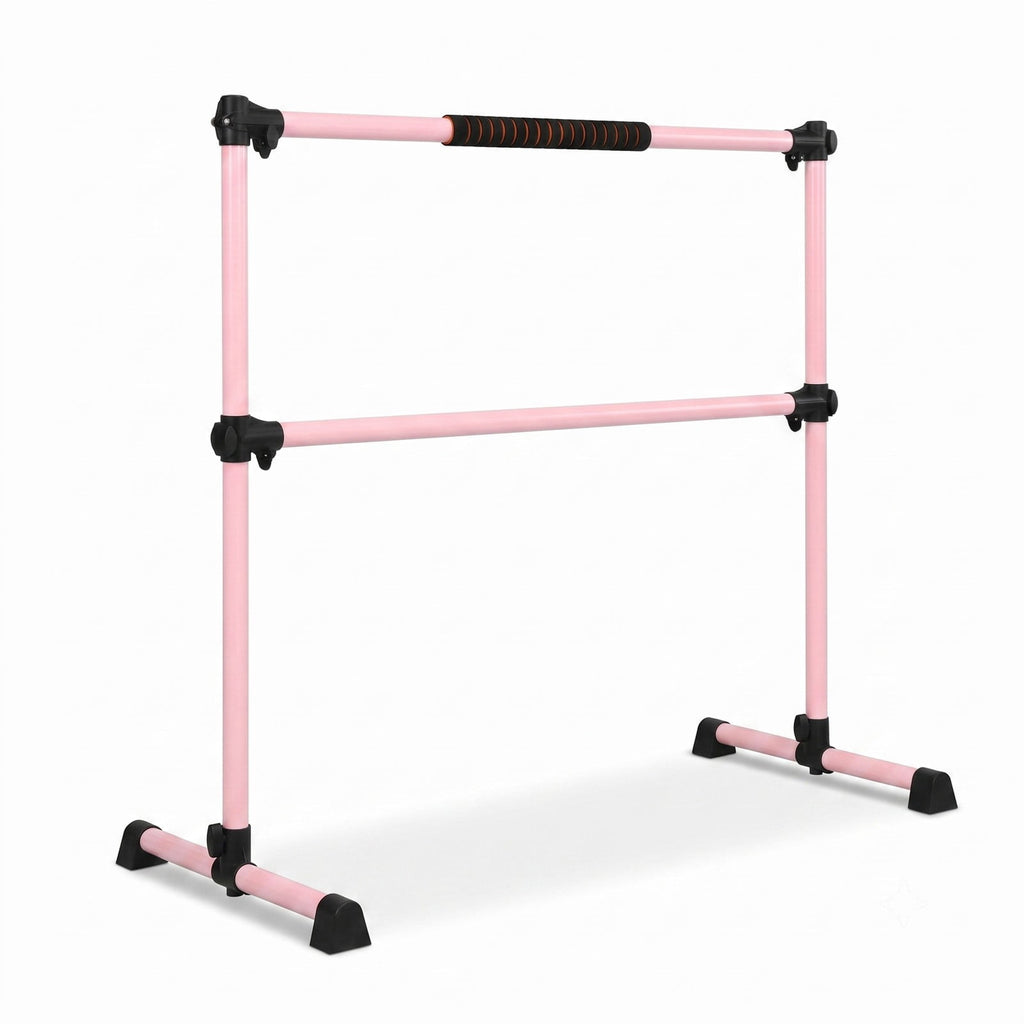 Airfind 4 Feet Portable Ballet Barre Freestanding Double Dance Barre with Adjustable Height for Home Studio and School, Pink
