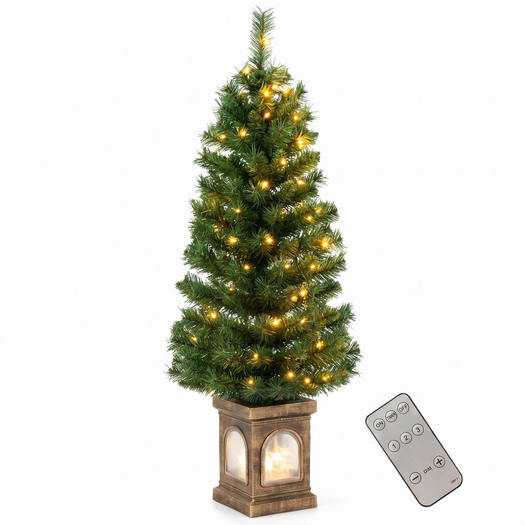 Airfind 4 Feet Pre, PVC Cement Tree Height: 4 ft Tree Width: 1.7 ft Frame, Green+ Gold, Size of the Base 7.5in x 7.5in x 10.5in (L