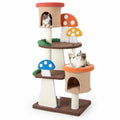 Airfind 4-In-1 Cat Tree with 2 Condos and Platforms for Indoors, 22 lbs Capacity, Natural Sisal Teddy Fabric Engineered Wood Frame, Multicolor
