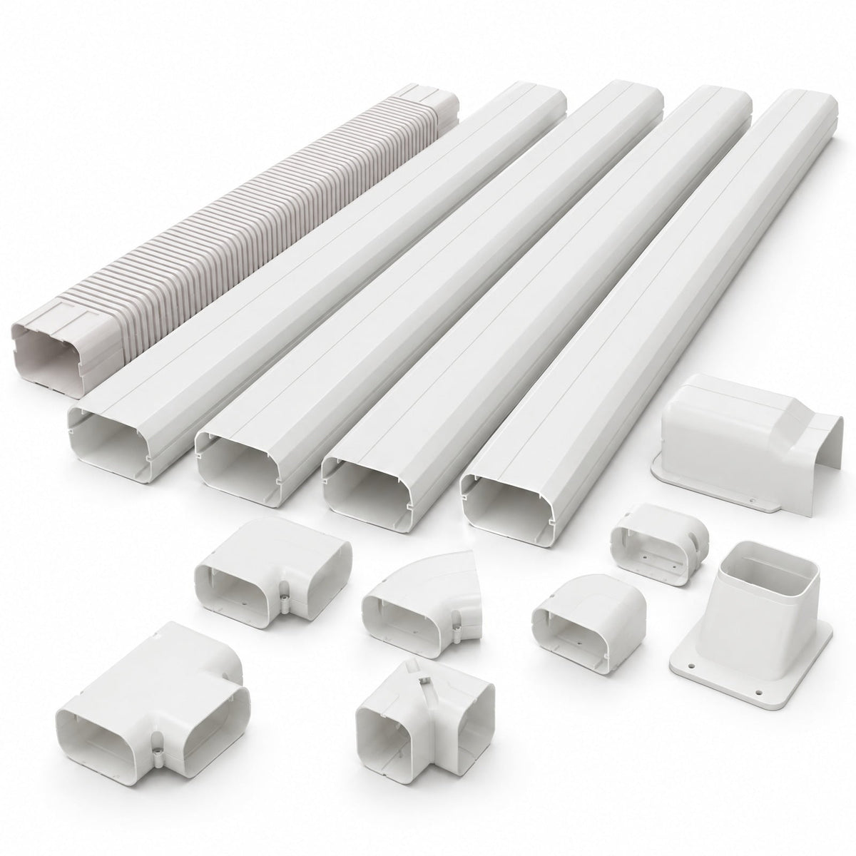 Airfind 4 Inches W Mini Decorative PVC Slim Line Cover Kit-16.5ft, PVC Straight Duct Frame, 39.5 x 2.7 x 4 Flexible Duct Footprint, White