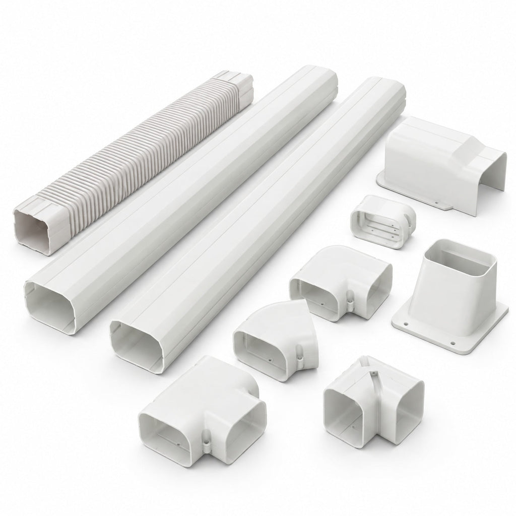 Airfind 4 Inches W Mini Decorative PVC Slim Line Cover Kit-4 inches, PVC Straight Duct Frame, 39.5 x 2.7 x 4 Flexible Duct Footprint, White