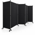Airfind 4 Panel Folding Privacy Screen Room Divider with Wheels, Polyester Fabric Metal PP Frame, 137 x 12 x 71.5 Footprint, Black