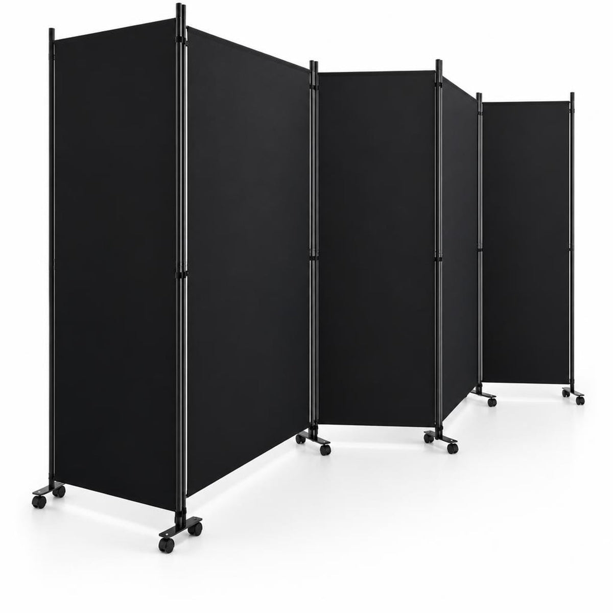 Airfind 4 Panel Folding Privacy Screen Room Divider with Wheels, Polyester Fabric Metal PP Frame, 137 x 12 x 71.5 Footprint, Black