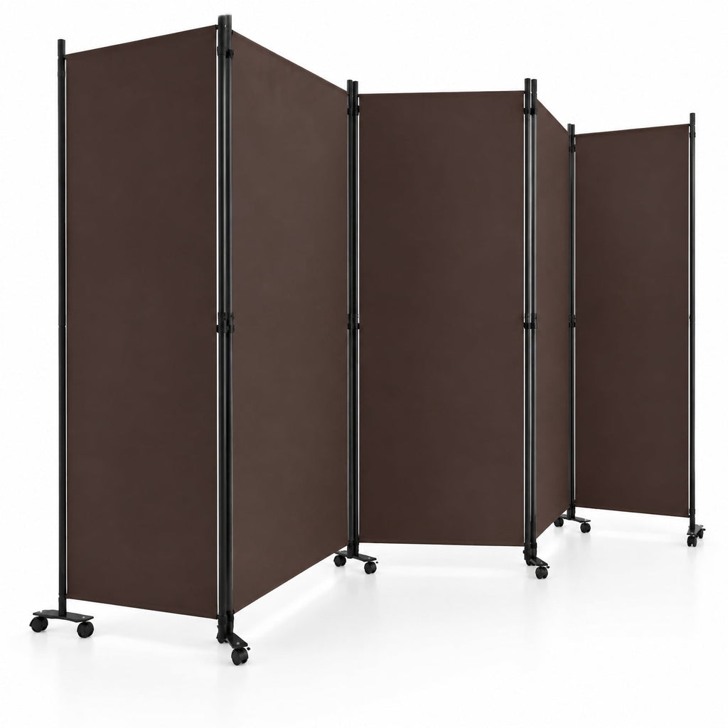 Airfind 4 Panel Folding Privacy Screen Room Divider with Wheels, Polyester Fabric Metal PP Frame, 137 x 12 x 71.5 Footprint, Brown