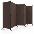 Airfind 4 Panel Folding Privacy Screen Room Divider with Wheels, Polyester Fabric Metal PP Frame, 137 x 12 x 71.5 Footprint, Brown