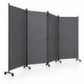 Airfind 4 Panel Folding Privacy Screen Room Divider with Wheels, Polyester Fabric Metal PP Frame, 137 x 12 x 71.5 Footprint, Grey