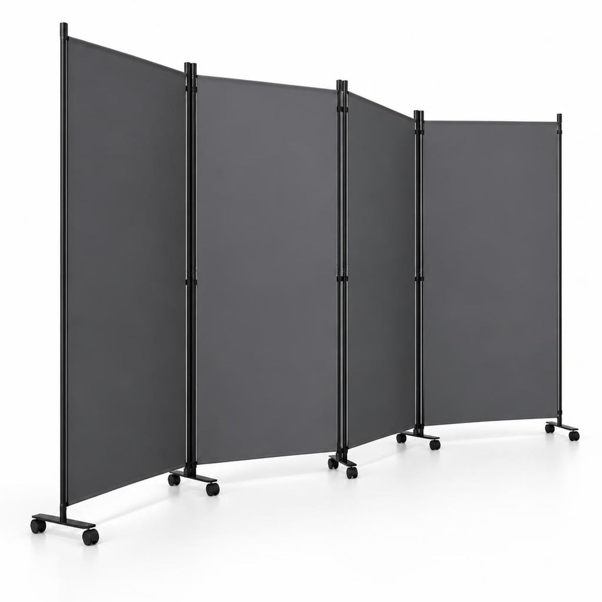 Airfind 4 Panel Folding Privacy Screen Room Divider with Wheels, Polyester Fabric Metal PP Frame, 137 x 12 x 71.5 Footprint, Grey