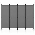 Airfind 4-Panel Room Divider with Lockable Wheels for Living Room, Polyester Fabric Metal Frame, 87in x 14in x 68in Footprint, Gray