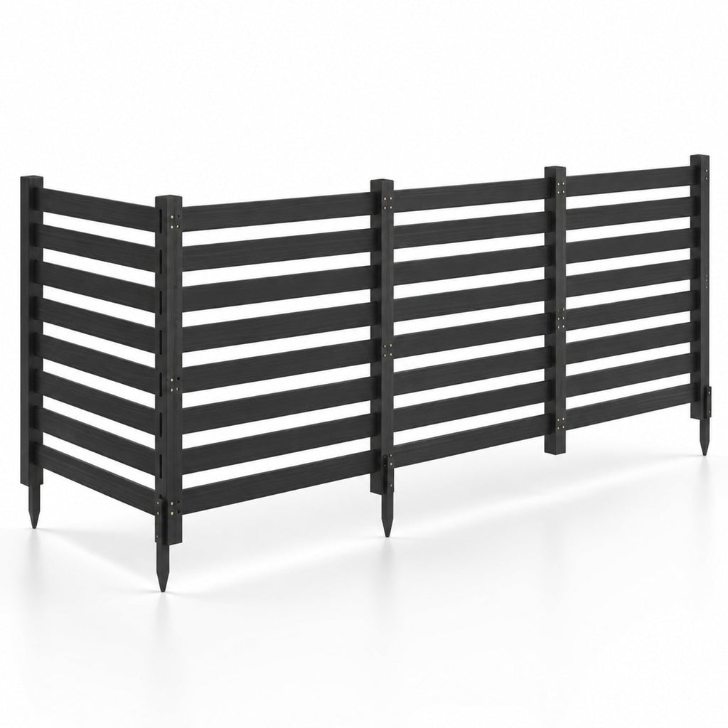 Airfind 4-Panel Wooden Outdoor Privacy Fence with Ground Stakes, Fir Wood Frame, Black, Product Dimensions of Each Screen 38.5 Inch